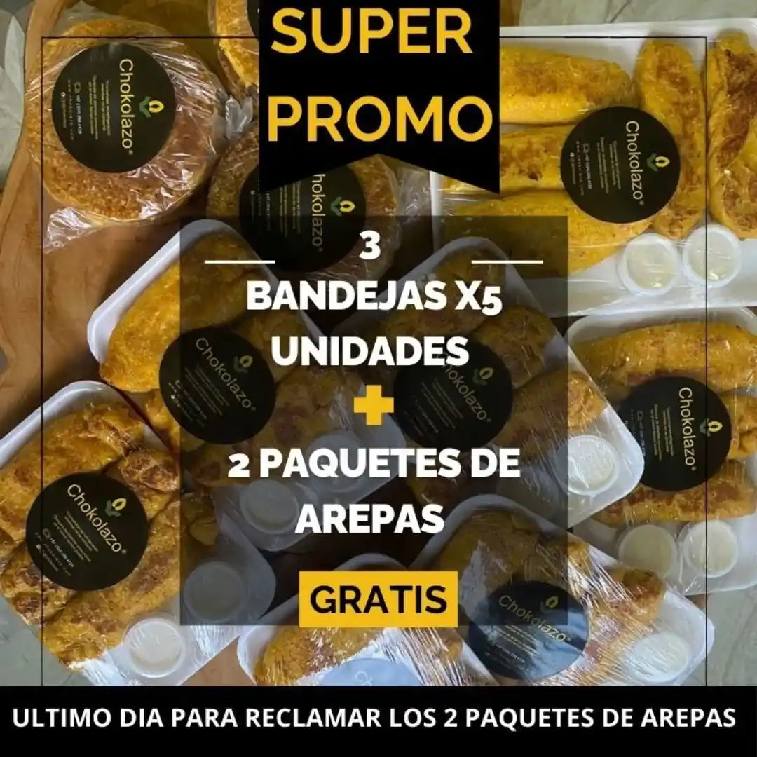 15 Palitos de maíz chocolo + 2 Paquetes de arepas x5 und GRATIS