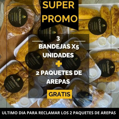 15 Palitos de maíz chocolo + 2 Paquetes de arepas x5 und GRATIS