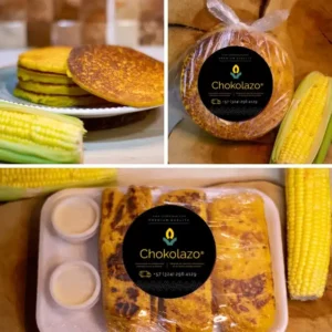 Arepas y palitos de chocolo