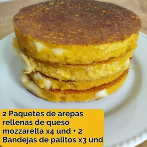 Combo 2 paquetes de arepas rellenas de queso mozzarella + 2 bandejas x3 unidades